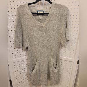 EMMELEE Short Sleeve Sweater Dress Or Long Sweater with Angora Hair